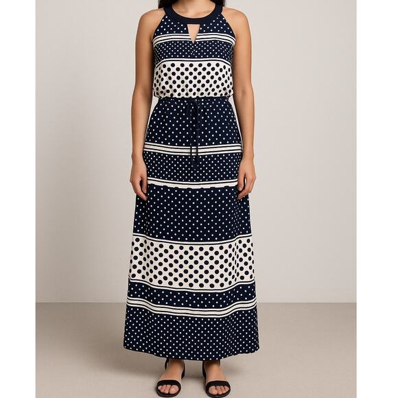 Enfocus Studio Dresses & Skirts - Enfocus Studio Navy White Black Polka Dot Maxi Dress 14